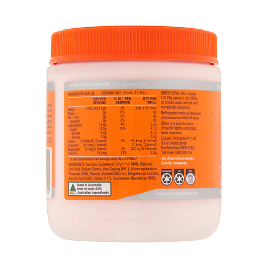 Staminade Hydrate 25% Less Sugar Orange Powder - 585g
