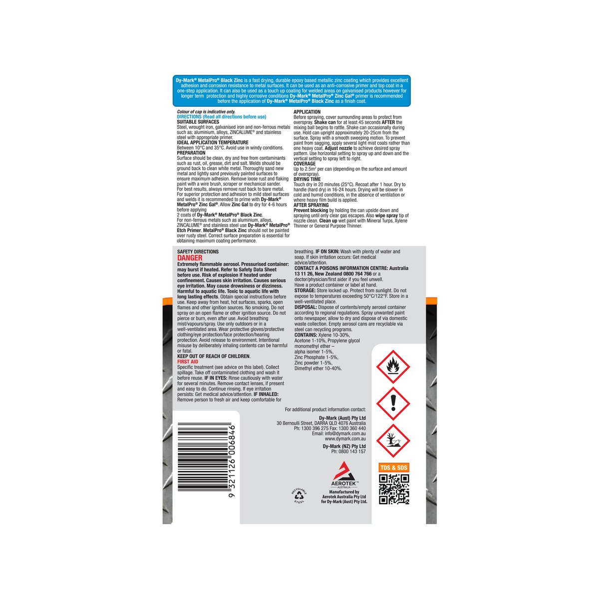 Dy Mark Metalpro Spray Paint - 400g - Epoxy Based - Fast Dry