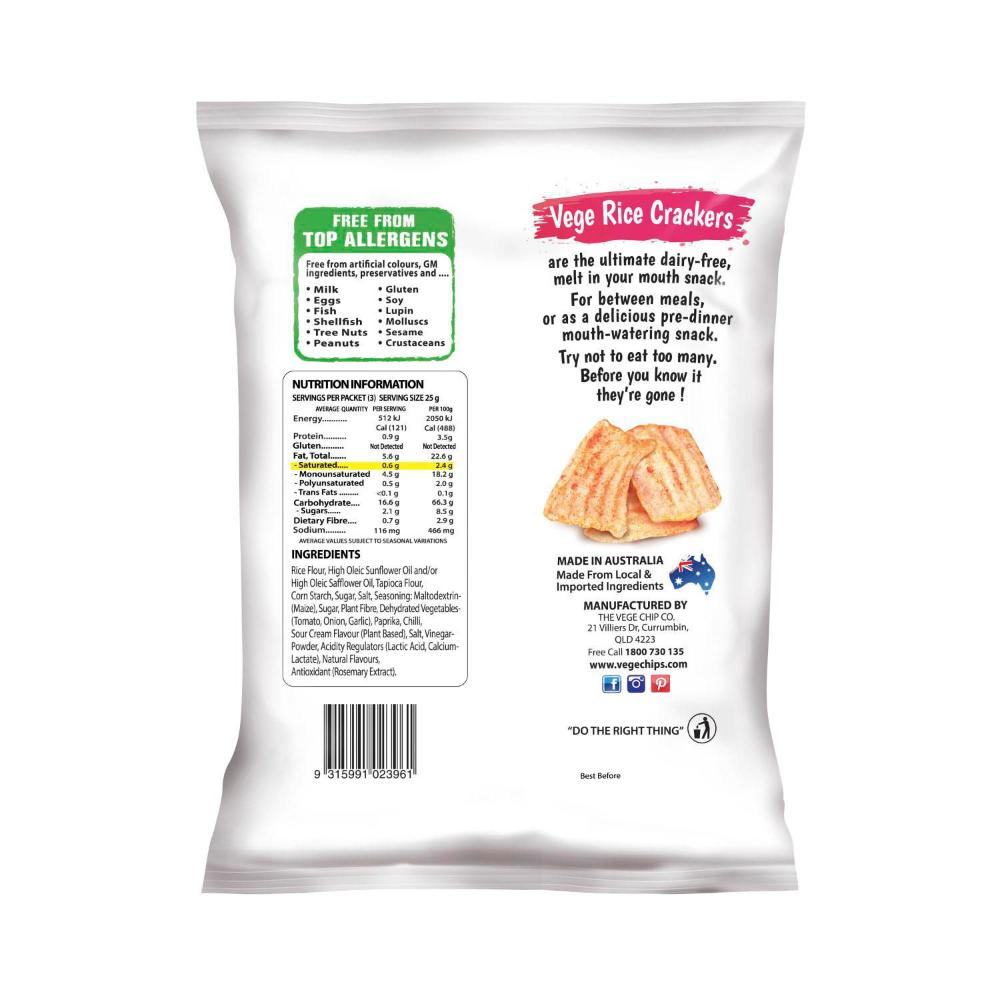 Vege Chips Rice Crackers Sweet Chilli & Sour Cream - 75g
