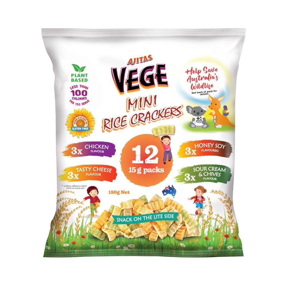 Vege Chips Mini Rice Crackers Multi 12 Pack - 180g