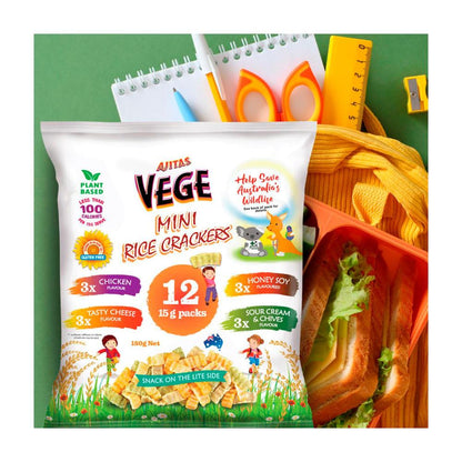 Vege Chips Mini Rice Crackers Multi 12 Pack - 180g