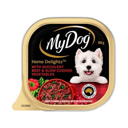My Dog Home Delights Chunks In Gravy With Slow Cooked Beef And Green Vegeta ... 100g
