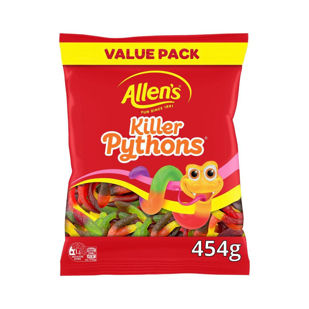 Allen's Lollies Large Value Bag Killer Pythons - 454g
