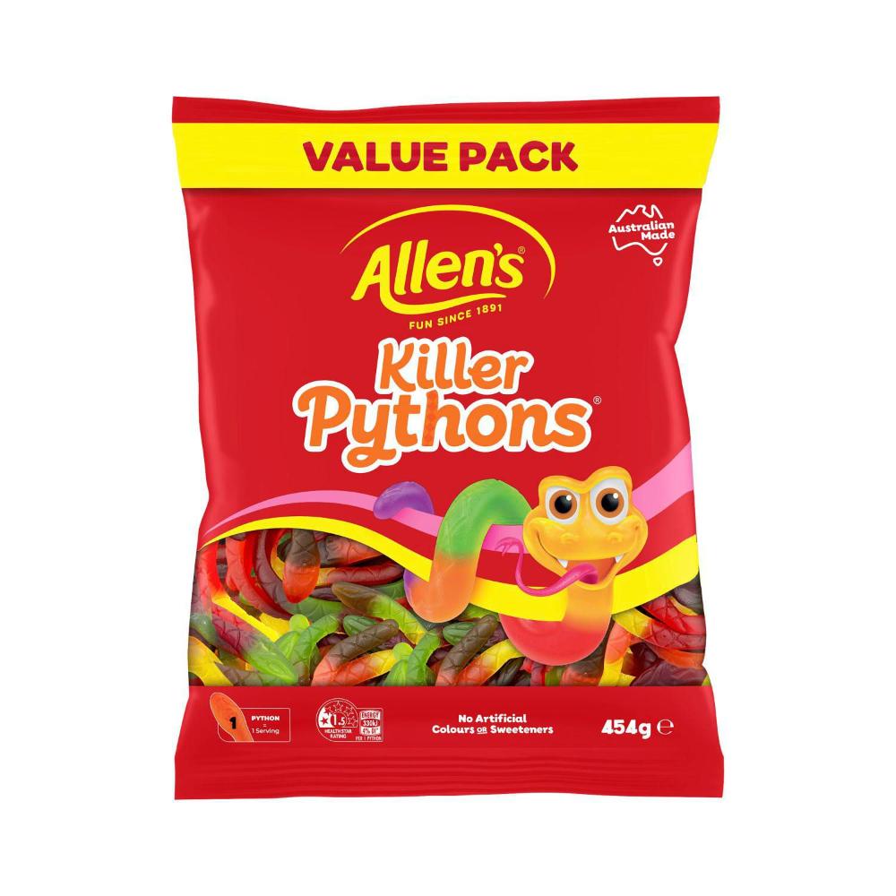 Allen's Lollies Large Value Bag Killer Pythons - 454g