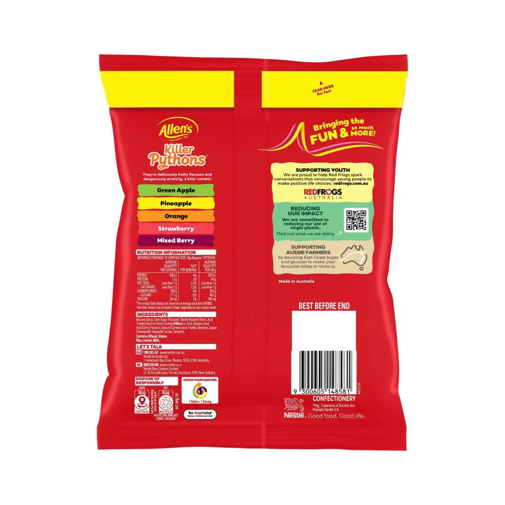 Allen's Lollies Large Value Bag Killer Pythons - 454g