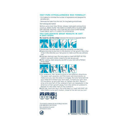 Veet Pure Hair Removal Cold Wax Strips Legs And Body - 20 Pack