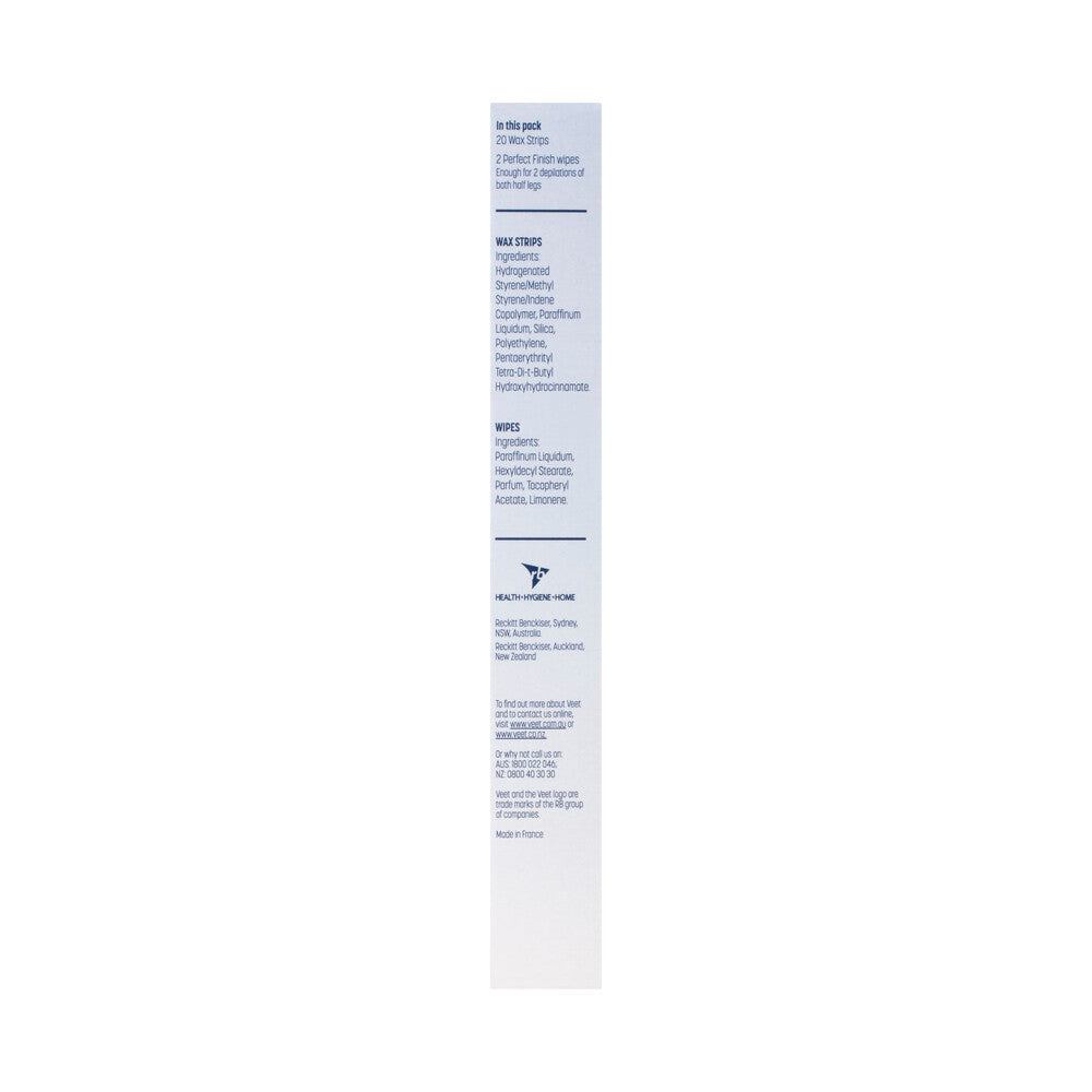 Veet Pure Hair Removal Cold Wax Strips Legs And Body - 20 Pack