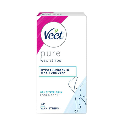 Veet Pure Hair Removal Cold Wax Strips Legs And Body - 40 Pack