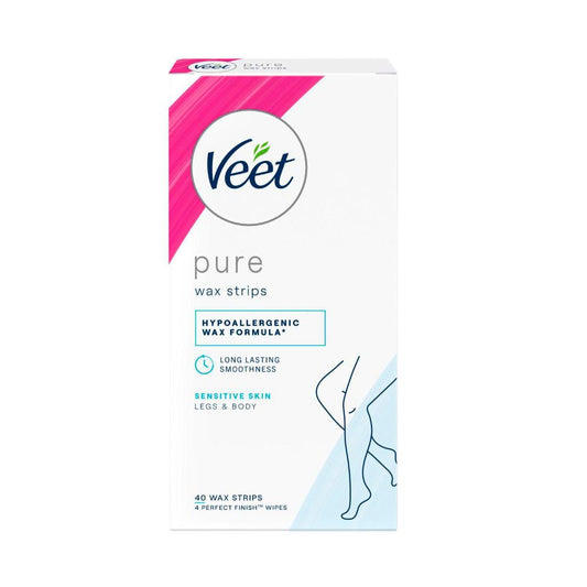 Veet Pure Hair Removal Cold Wax Strips Legs And Body - 40 Pack