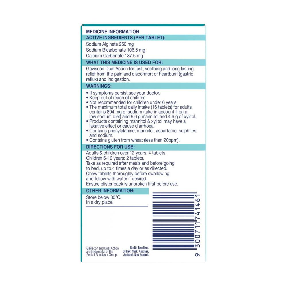 Gaviscon Dual Action Mixed Berry Tablets - 48 pack