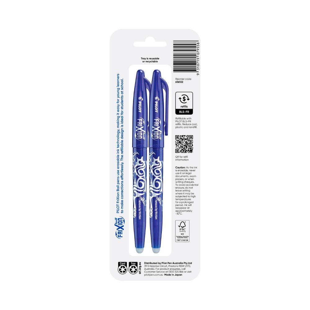 Pilot Frixion Ballpen Blue - 2 pack