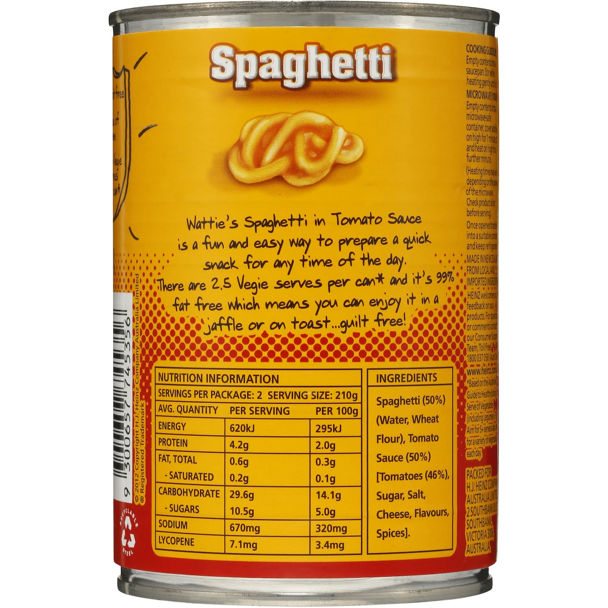 Watties Spaghetti Regular 420g