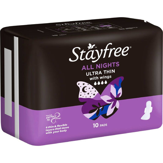 Stayfree Ultra Thin All Nights Pads With Wings 10 Pack