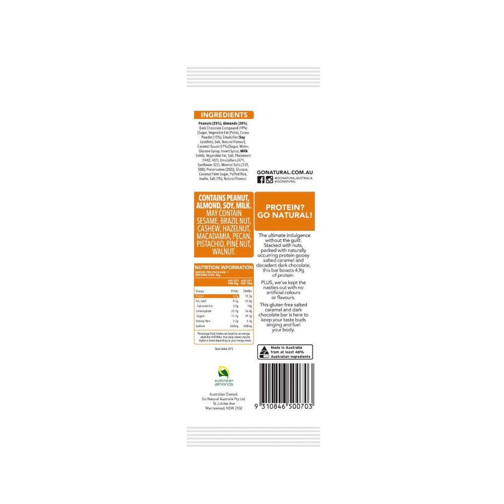 Go Natural Choc Salted Caramel Bar - 40g