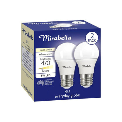 Mirabella Led Gls Es 5w 470lum 2700k Warm White - 2 pack