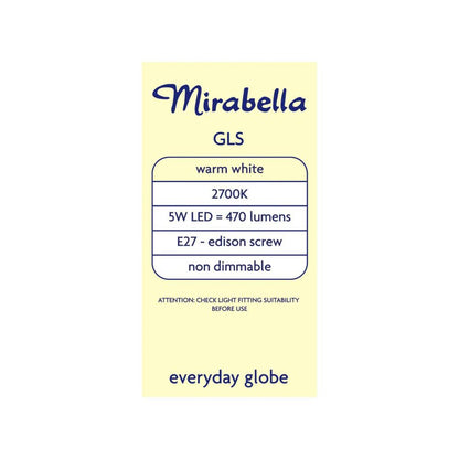Mirabella Led Gls Es 5w 470lum 2700k Warm White - 2 pack