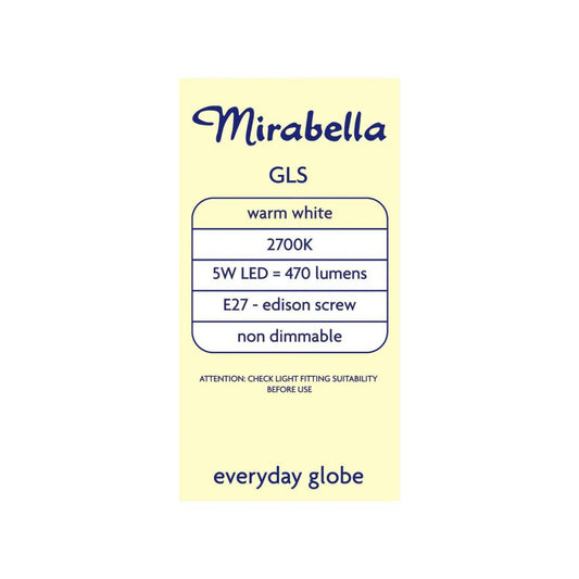 Mirabella Led Gls Es 5w 470lum 2700k Warm White - 2 pack