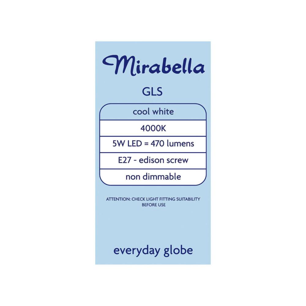 Mirabella Led Gls Es 5w 470lum 4000k Cool White - 2 pack