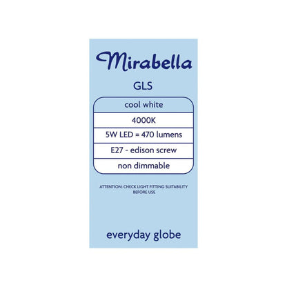 Mirabella Led Gls Es 5w 470lum 4000k Cool White - 2 pack