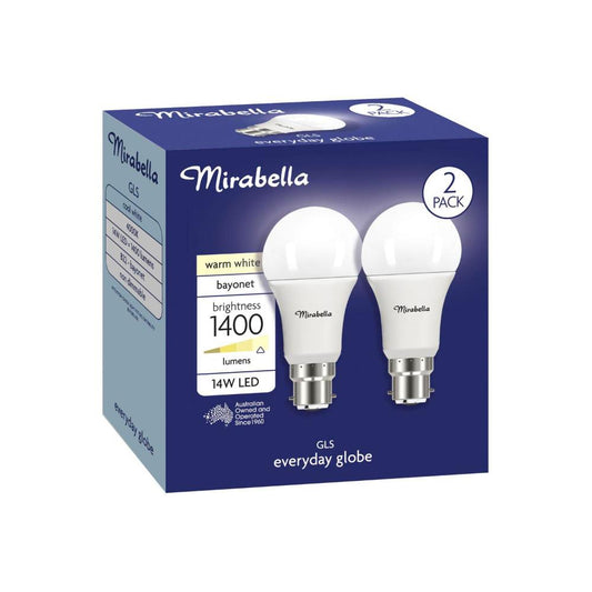 Mirabella Led Gls BC 14w 1400lum 4000k Cool White - 2 pack