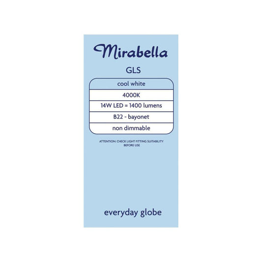 Mirabella Led Gls BC 14w 1400lum 4000k Cool White - 2 pack