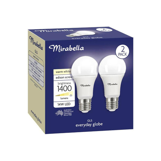 Mirabella Led Gls Es 14w 1400lum 2700k Warm White - 2 pack