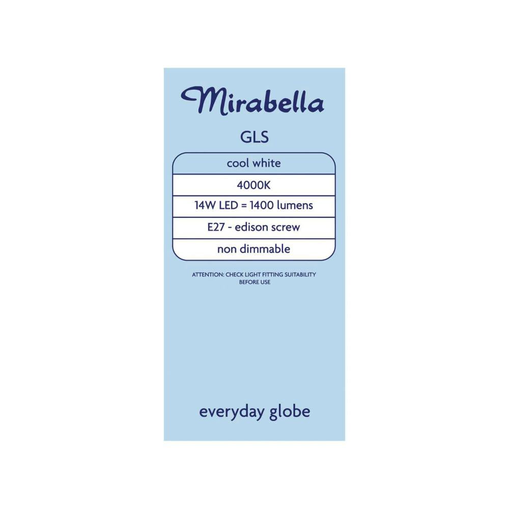 Mirabella Led Gls Es 14w 1400lum 4000k Cool White - 2 pack