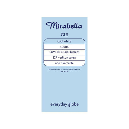 Mirabella Led Gls Es 14w 1400lum 4000k Cool White - 2 pack