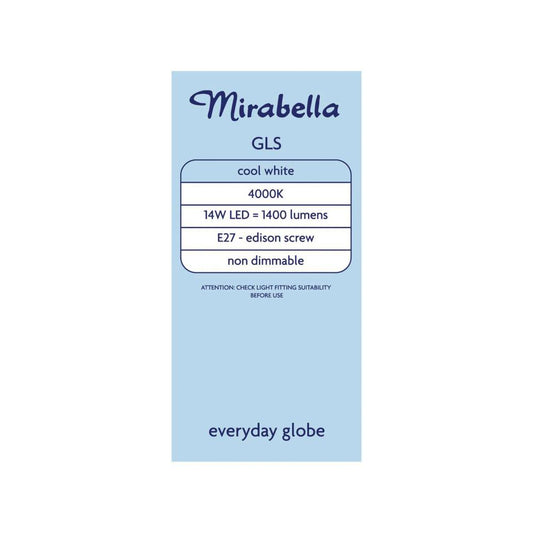 Mirabella Led Gls Es 14w 1400lum 4000k Cool White - 2 pack