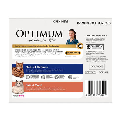 Optimum Adult Wet Cat Food Natural Defences With Chicken & Skin & Coat With Salmon 12x85g - 12 pack