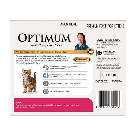 Optimum Kitten Healthy Development Chunks In Jelly Salmon Cat Food 12x85g - 1.02Kg