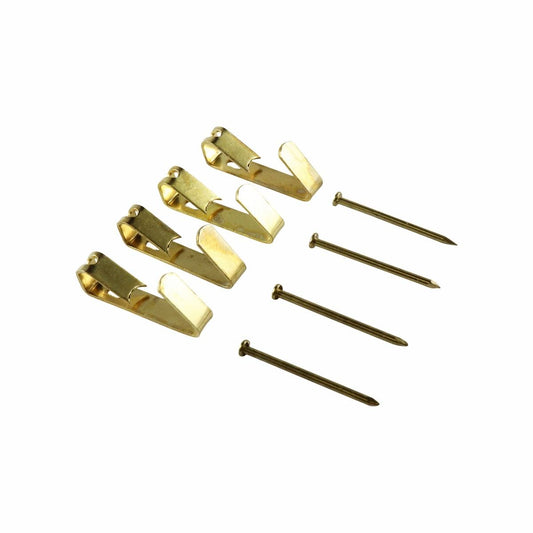 Everhang 8kg Brass Plated Picture Hanging Hook 4 Pack Durable Use