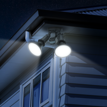 Arlec Twin Head Floodlight with Sensor - 2 x 10W - 1900 Lumens - Black