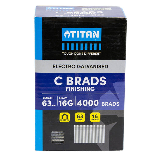 Titan Electro Galvanised Straight Collated Nail C Brads - 63 x 1.6mm - 4000 Pack