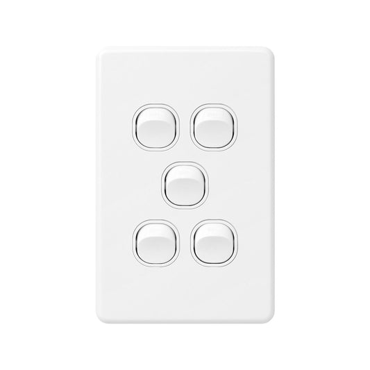 Deta X6 White Five Vertical Switch - 5 Gang