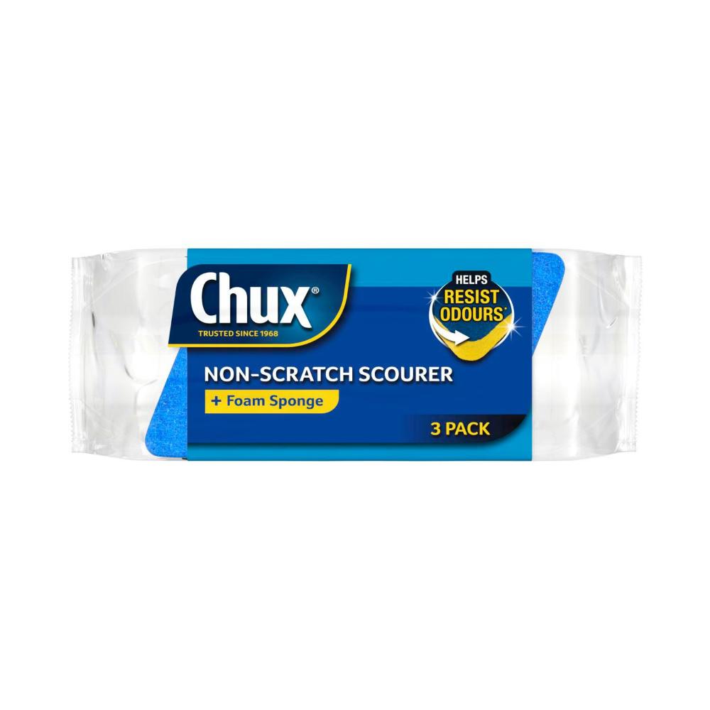Chux Non-scratch Scourer + Foam Sponge - 3 pack