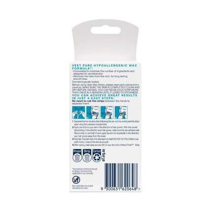 Veet Pure Hair Removal Cold Face Wax Strips For Sensitive Skin - 20 Pack