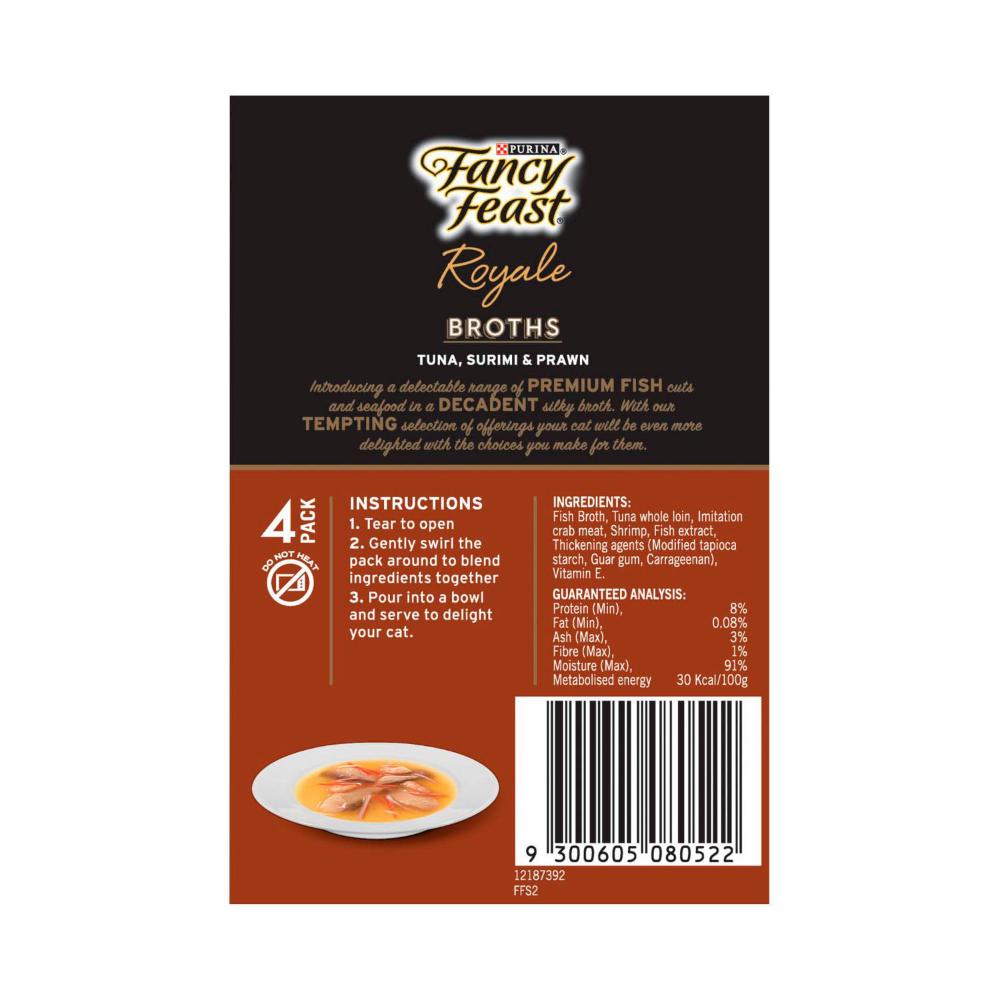 Fancy Feast Royale Broths Tuna Surimi & Prawn Cat Food 4x40g - 4 pack