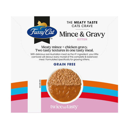 Fussy Cat Grain Free Twice As Tasty Kitten Mince Wet Cat Food 12x80g - 12 Pack