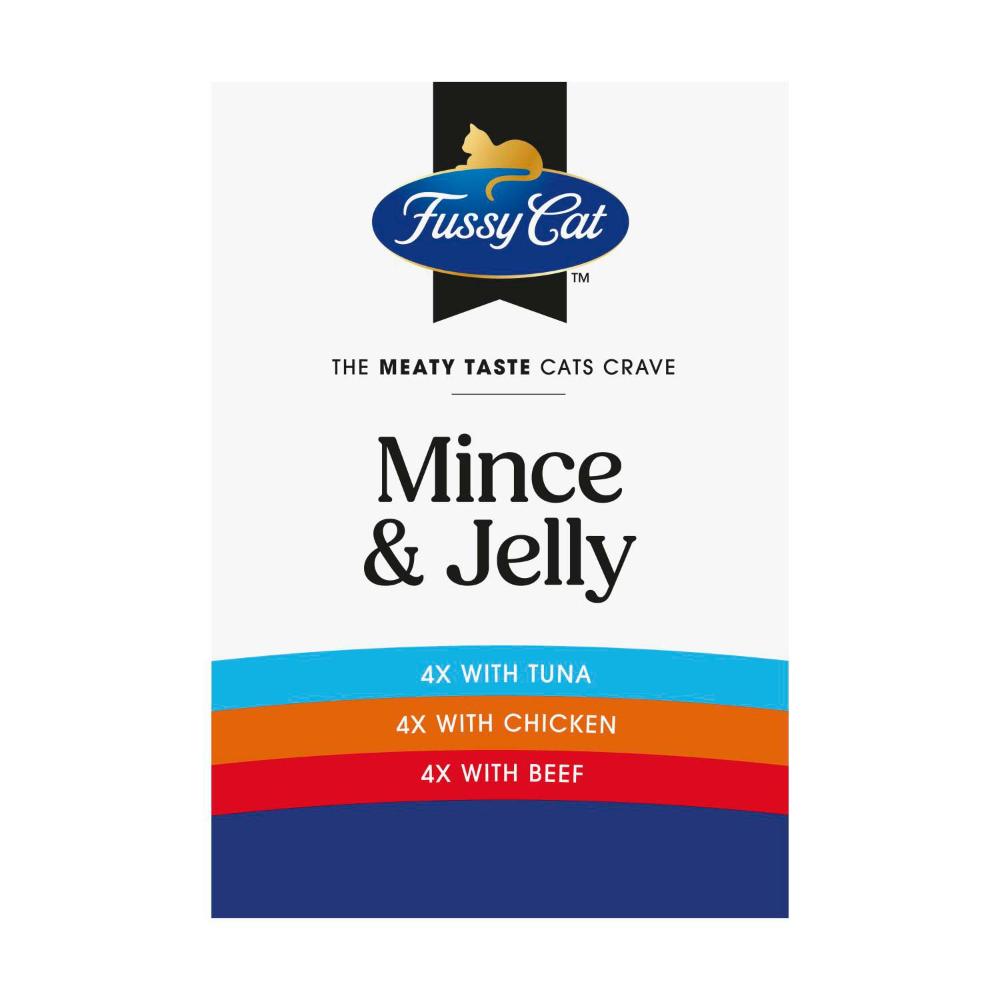 Fussy Cat Cat Food Pouch Mince & Jelly 12x80g - 12 pack