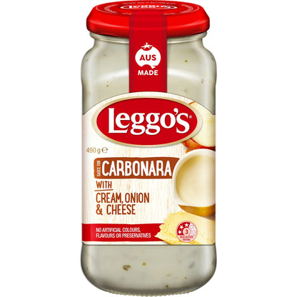 Leggo's Creamy Carbonara Pasta Sauce With Fresh Cream Onion& Cheese 490g