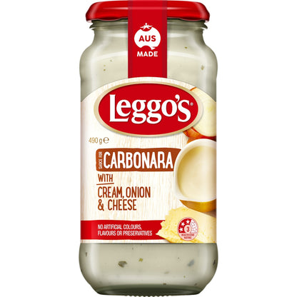 Leggo's Creamy Carbonara Pasta Sauce With Fresh Cream Onion& Cheese 490g