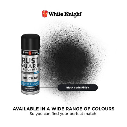White Knight Rust Guard Black Satin Touch Up Spray Paint - 300g