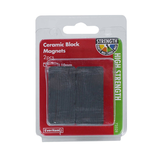 Everhang Ceramic Block Magnet 47 x 22mm 2 Pack Lightweight Strong