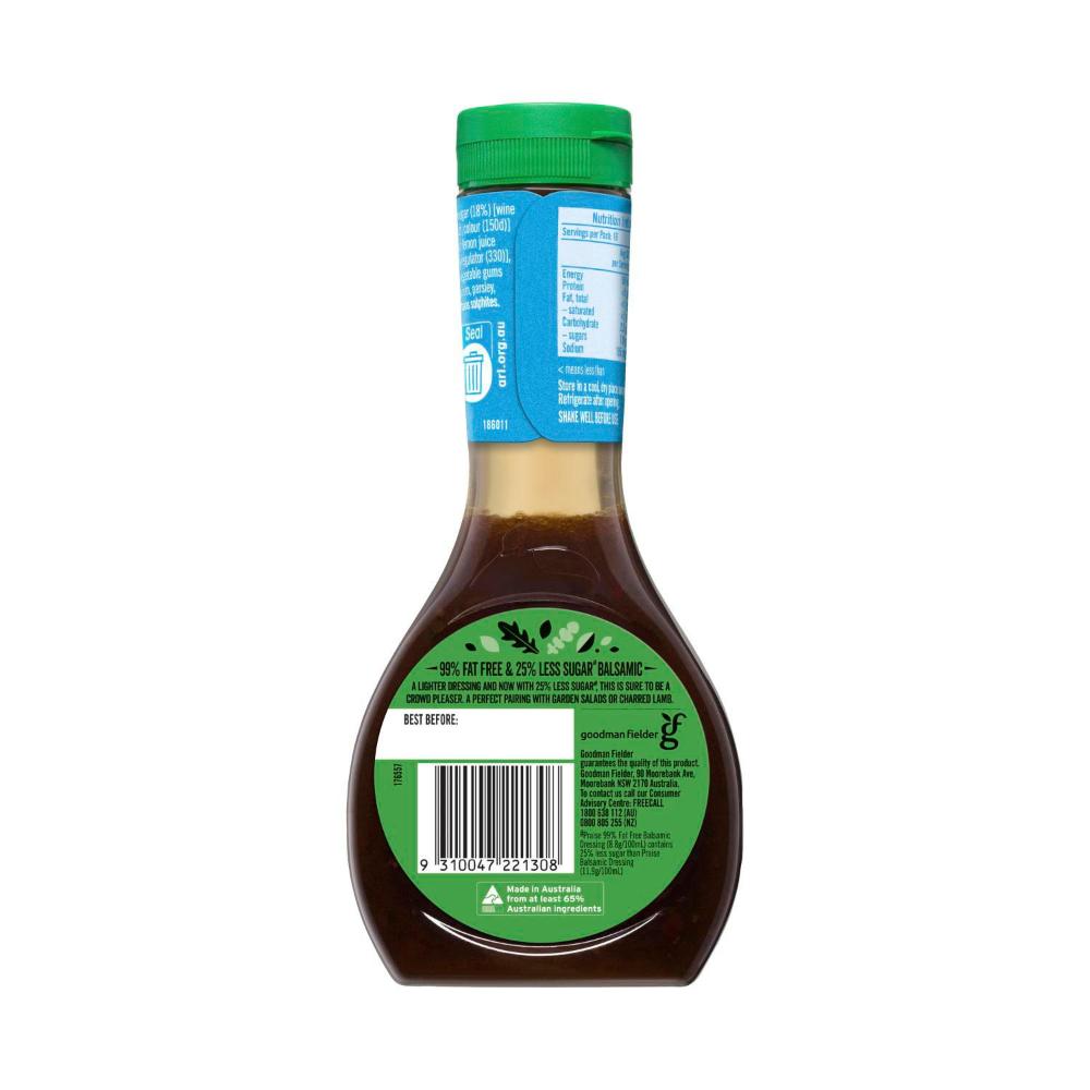 Praise Fat Free 25% Less Sugar Balsamic Dressing - 330mL