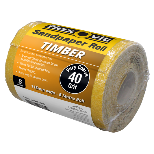 Flexovit Sandpaper Roll - 115mm x 5m - 40 Grit