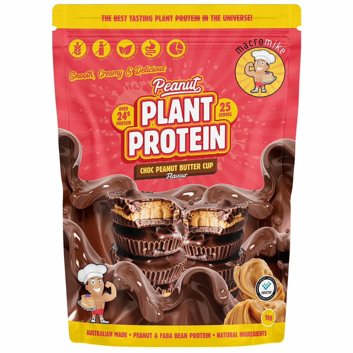 Macro Mike Peanut Butter Cup Plant Protein Powder Creamy 1kg