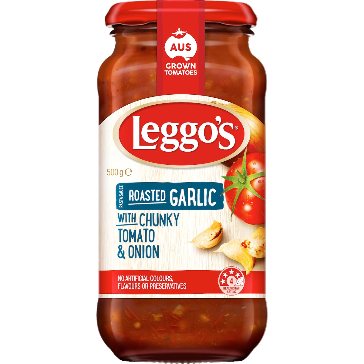 Leggos Roasted Garlic Chunky Tomato & Onion Pasta Sauce 500g