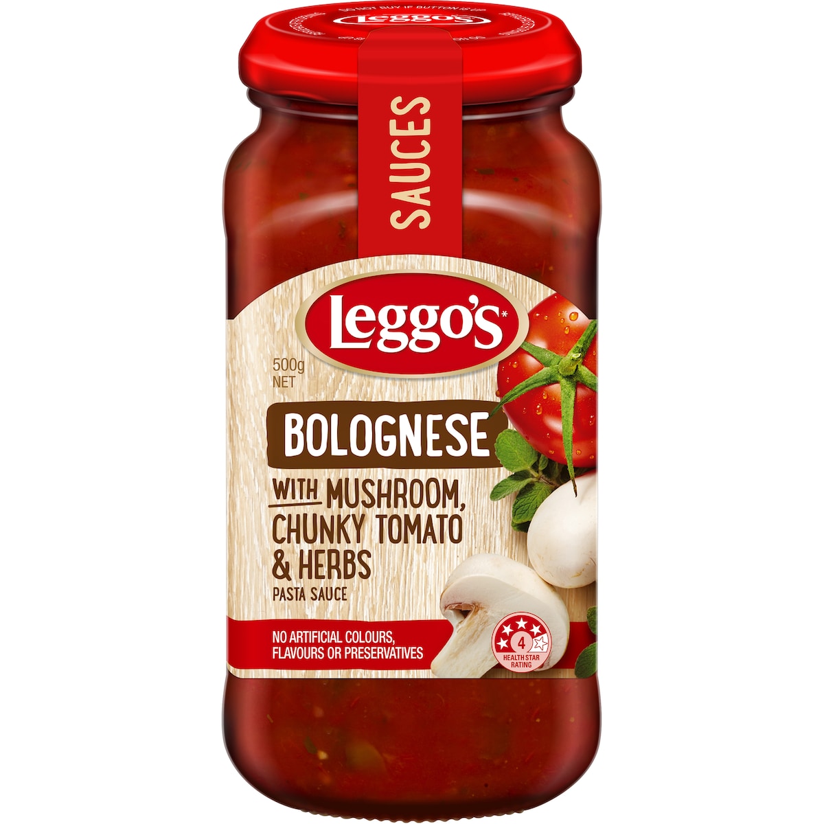 Leggos Mushroom Bolognese With Chunky Tomato & Herbs Pasta Sauce 500g