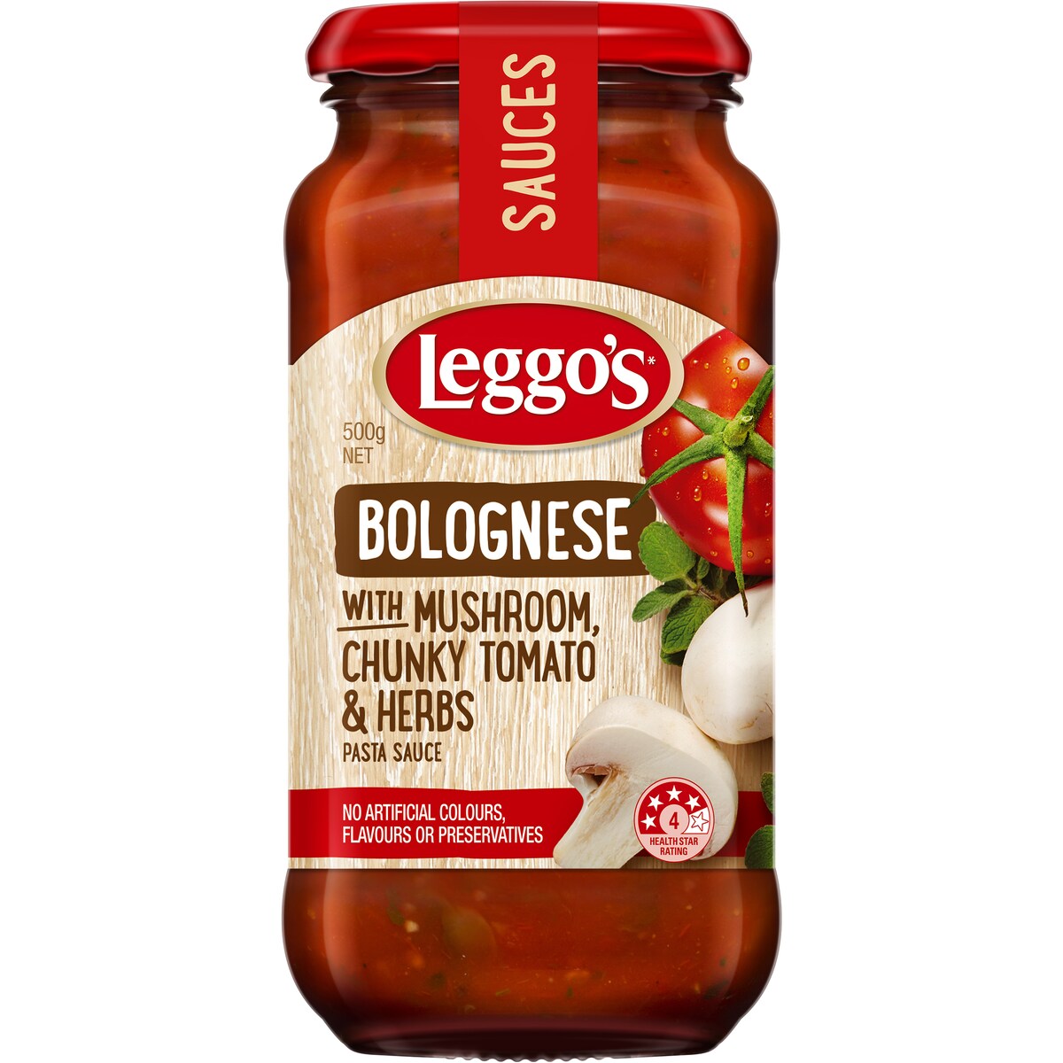 Leggos Mushroom Bolognese With Chunky Tomato & Herbs Pasta Sauce 500g